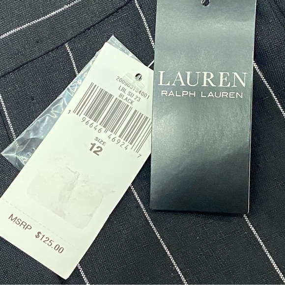 Lauren Ralph Lauren Linen Black Pinstripe Pleated Shorts LRL - Women’s 12 NWT - Picture 14 of 15